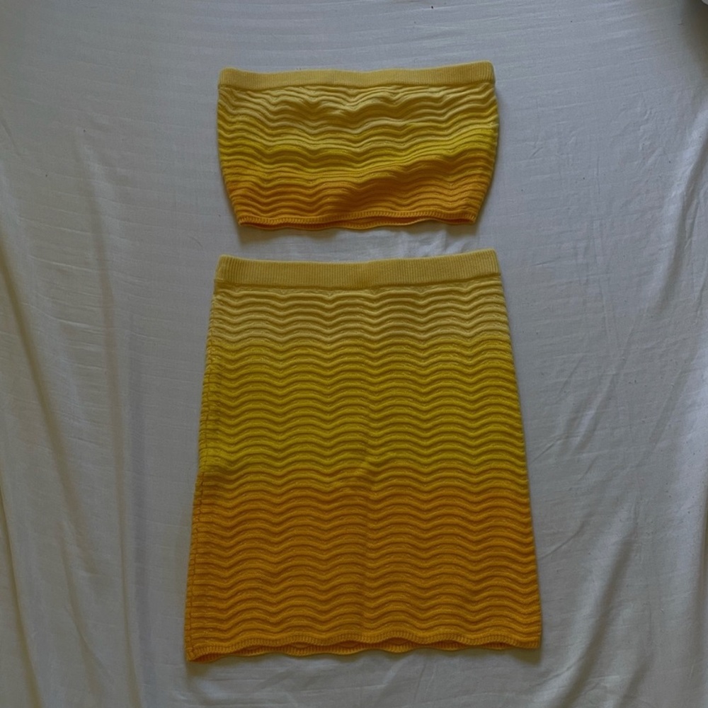 Camila Coelho Revolve Yellow Knitted Skirt